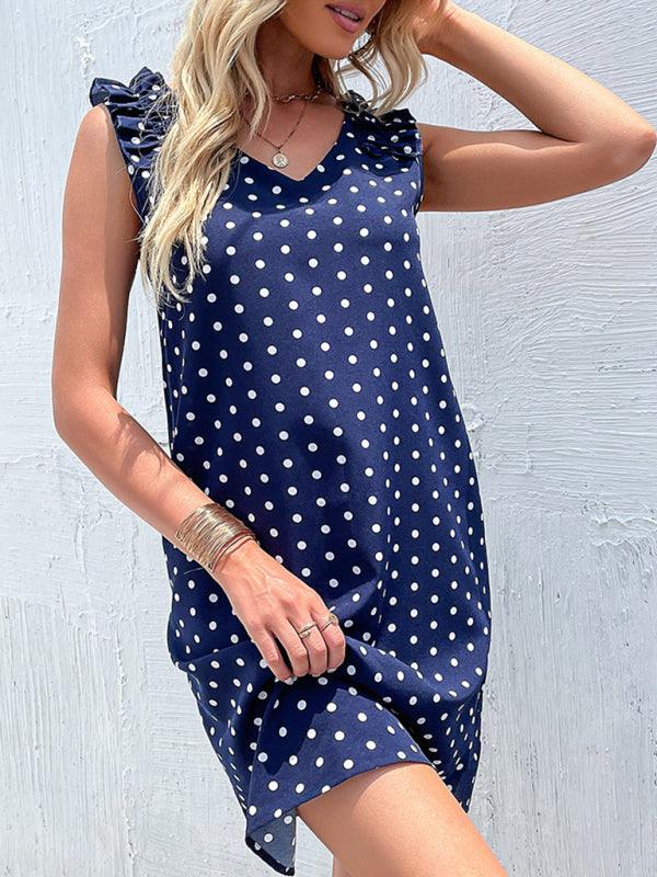 Mini Jurk met V-hals en Polka Dots - Group3 - Jurkjes.co