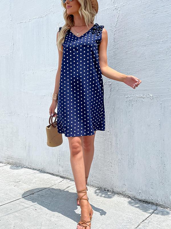 Mini Jurk met V-hals en Polka Dots - Group3 - Jurkjes.co