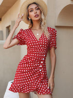 Mini Jurk met V-hals en Polka Dots - Maxi Dresses - Jurkjes.co