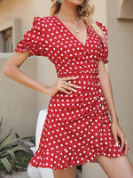 Mini Jurk met V-hals en Polka Dots - Maxi Dresses - Jurkjes.co
