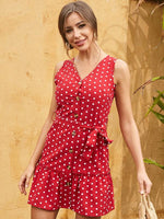 Mini Jurk met V-hals en Polka Dots - Mini Dresses - Jurkjes.co