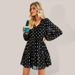 Mini Jurk met V-hals en Polka Dots - Mini Dresses - Jurkjes.co