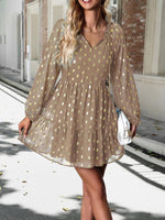 Mini Jurk met V-hals en Polka Dots - Mini Dresses - Jurkjes.co