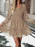 Mini Jurk met V-hals en Polka Dots - Mini Dresses - Jurkjes.co