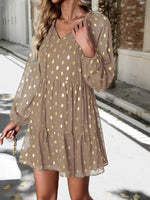 Mini Jurk met V-hals en Polka Dots - Mini Dresses - Jurkjes.co