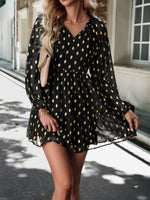 Mini Jurk met V-hals en Polka Dots - Mini Dresses - Jurkjes.co