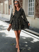 Mini Jurk met V-hals en Polka Dots - Mini Dresses - Jurkjes.co