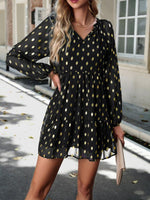 Mini Jurk met V-hals en Polka Dots - Mini Dresses - Jurkjes.co
