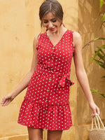 Mini Jurk met V-hals en Polka Dots - Mini Dresses - Jurkjes.co