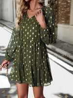 Mini Jurk met V-hals en Polka Dots - Mini Dresses - Jurkjes.co