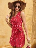 Mini Jurk met V-hals en Polka Dots - Mini Dresses - Jurkjes.co