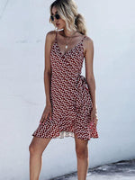 Mini Jurk met V-hals en Polka Dots - Mini Dresses - Jurkjes.co