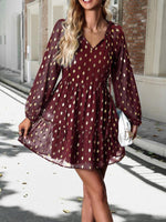 Mini Jurk met V-hals en Polka Dots - Mini Dresses - Jurkjes.co