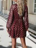 Mini Jurk met V-hals en Polka Dots - Mini Dresses - Jurkjes.co