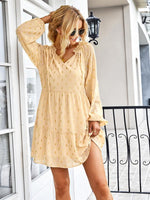 Mini Jurk met V-hals en Polka Dots - Mini Dresses - Jurkjes.co