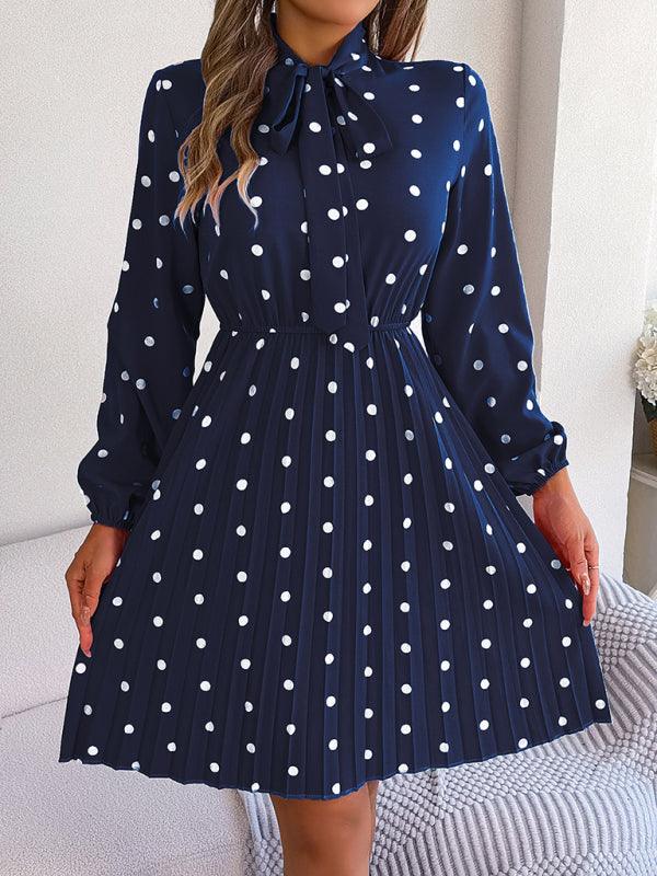 Mini Jurk met V-hals en Polkadot Print - Mini Dresses - Jurkjes.co