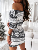 Mini Jurk met V-hals en Rendierpatroon - Midi Dresses - Jurkjes.co