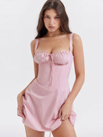 Mini Jurk met V-hals en Rimpel-effect - Mini Dresses - Jurkjes.co