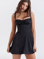 Mini Jurk met V-hals en Rimpel-effect - Mini Dresses - Jurkjes.co