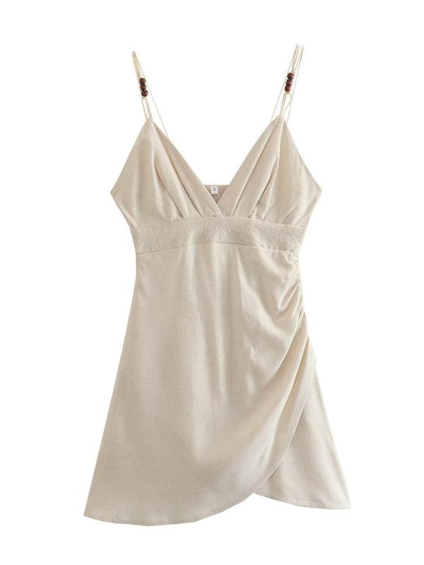 Mini Jurk met V-hals en Rimpel Taille - Mini Dresses - Jurkjes.co