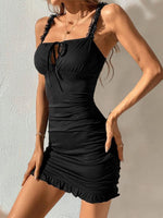 Mini Jurk met V-hals en Rimpeldetails - Group10 - Jurkjes.co