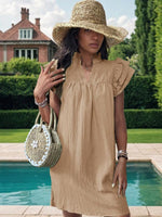 Mini Jurk met V-hals en Rimpelmouwen - Mini Dresses - Jurkjes.co