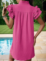 Mini Jurk met V-hals en Rimpelmouwen - Mini Dresses - Jurkjes.co