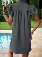 Mini Jurk met V-hals en Rimpelmouwen - Mini Dresses - Jurkjes.co