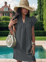 Mini Jurk met V-hals en Rimpelmouwen - Mini Dresses - Jurkjes.co