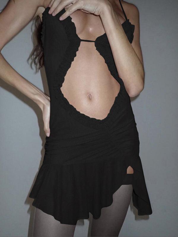 Mini Jurk met V-hals en Rimpelrand - Group2 - Jurkjes.co