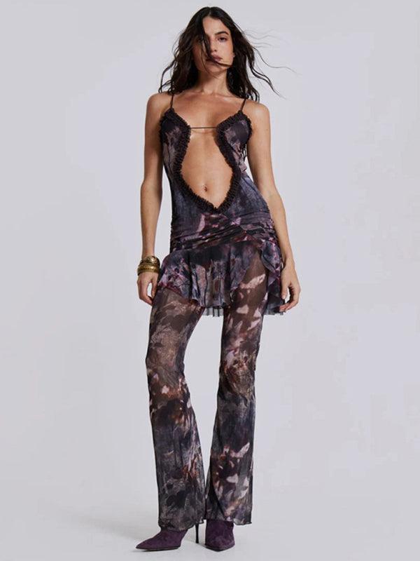 Mini Jurk met V-hals en Rimpelrand - Group2 - Jurkjes.co