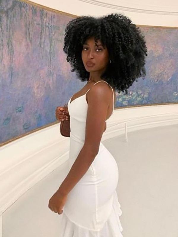 Mini Jurk met V-hals en Rimpelrand - Mini Dresses - Jurkjes.co