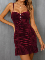 Mini Jurk met V-hals en Rimpelrok - Mini Dresses - Jurkjes.co