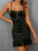 Mini Jurk met V-hals en Rimpelrok - Mini Dresses - Jurkjes.co