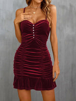 Mini Jurk met V-hals en Rimpelrok - Mini Dresses - Jurkjes.co