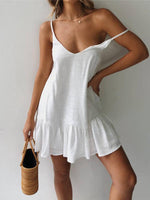 Mini Jurk met V-hals en Rimpelzoom - Group1 - Jurkjes.co