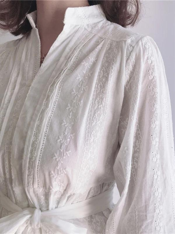 Mini Jurk met V-hals en Rimpelzoom - Mini Dresses - Jurkjes.co