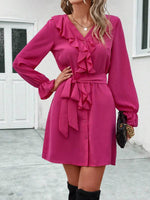 Mini Jurk met V-hals en Ruches - Group3 - Jurkjes.co