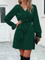 Mini Jurk met V-hals en Ruches - Group3 - Jurkjes.co