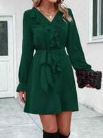 Mini Jurk met V-hals en Ruches - Group3 - Jurkjes.co