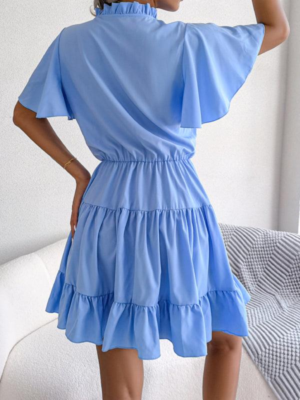 Mini Jurk met V-hals en Ruffle Details - Mini Dresses - Jurkjes.co