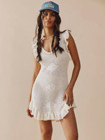 Mini Jurk met V-hals en Ruffle Mouwen - Mini Dresses - Jurkjes.co