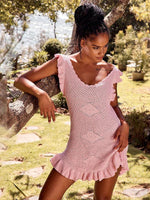 Mini Jurk met V-hals en Ruffle Mouwen - Mini Dresses - Jurkjes.co