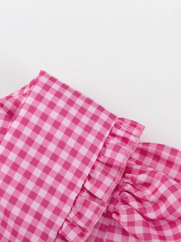 Mini Jurk met V-hals en Ruitjespatroon - Group13 - Jurkjes.co