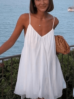 Mini Jurk met V-hals en Spaghettibandjes - Mini Dresses - Jurkjes.co