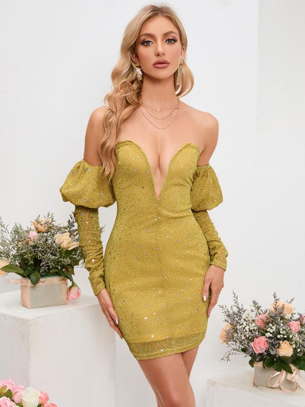 Mini Jurk met V-hals en Sterrenprint - Mini Dresses - Jurkjes.co