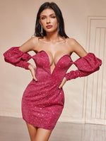 Mini Jurk met V-hals en Sterrenprint - Mini Dresses - Jurkjes.co