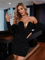 Mini Jurk met V-hals en Sterrenprint - Mini Dresses - Jurkjes.co