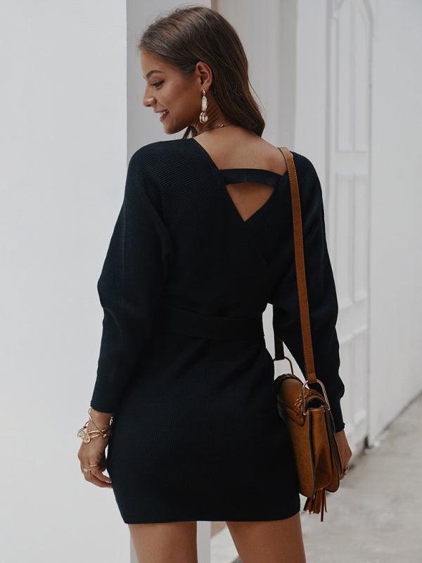 Mini Jurk met V-hals en Strikceintuur - Group9 - Jurkjes.co