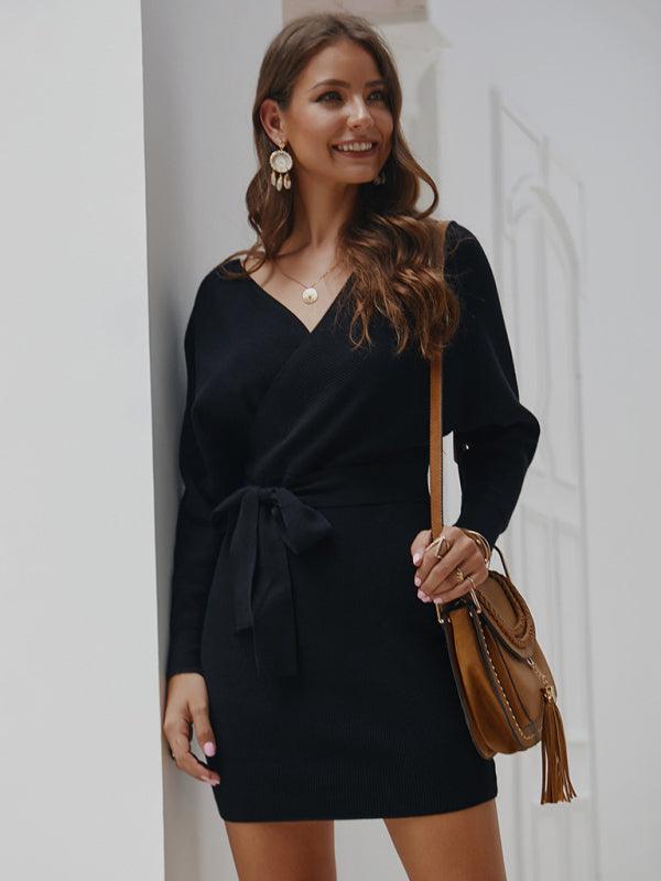 Mini Jurk met V-hals en Strikceintuur - Group9 - Jurkjes.co